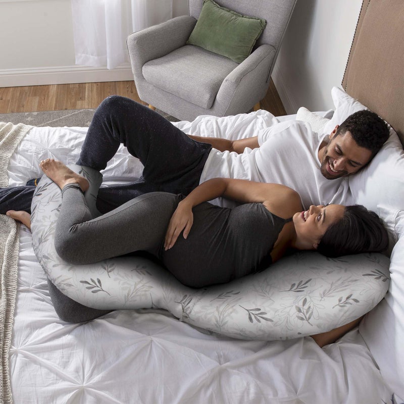 Boppy Total Body Pregnancy Pillow, Gray Wispy Leaves, Body Pillow for Prenatal and Postpartum Support, Removable Cover Included - Image 4