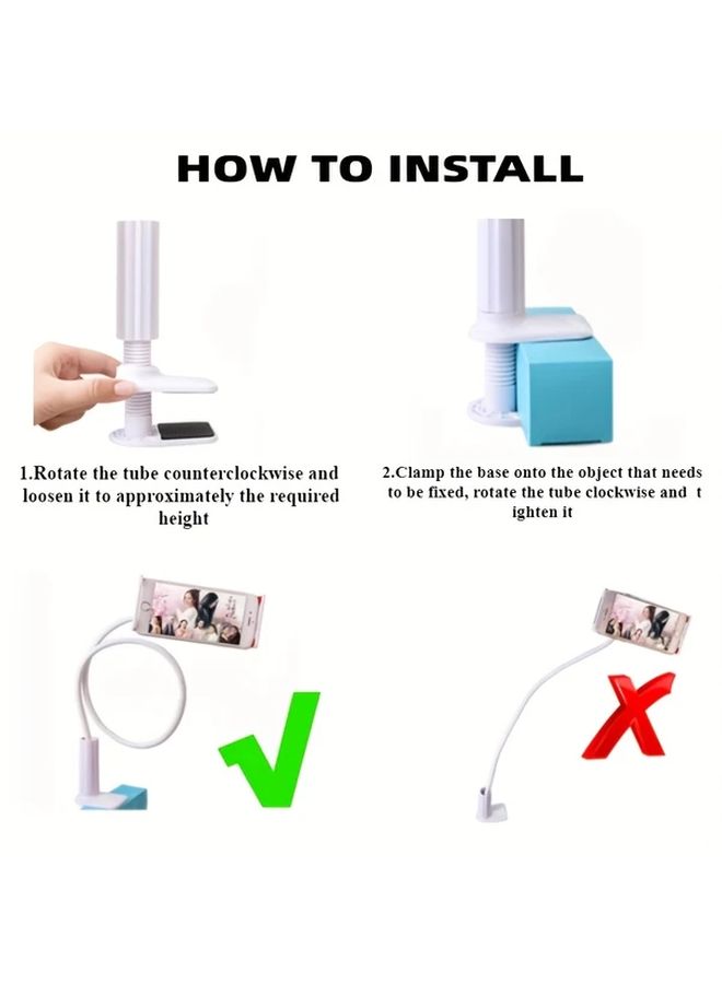 White Universal 360 Rotating Flexible Gooseneck Phone Holder Stand for Smartphones Tablets - Image 5
