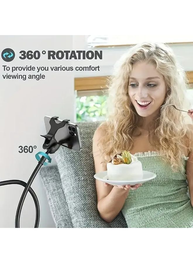 White Universal 360 Rotating Flexible Gooseneck Phone Holder Stand for Smartphones Tablets - Image 3