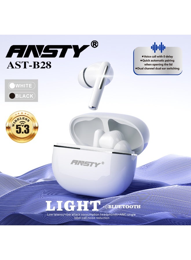 ANSTY AST-B28 True Wireless Earbuds - Bluetooth 5.4, ANC Noise Reduction, Ultra-Lightweight Design - Image 1