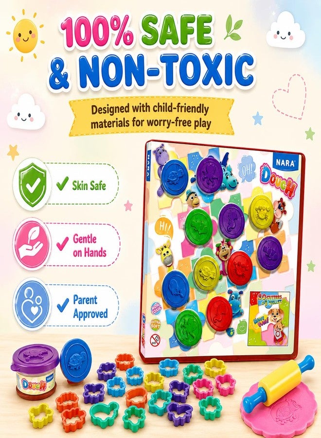 NARA Clay Dough Set for Kids with 11 Animal Shape Cutters, 50gms Each, Vibrant, Non-Toxic, Extra Soft Modeling Dough, Toys for Kids, Shaping, Sculpting, Creative Play Kit (Multicolor) - Image 3