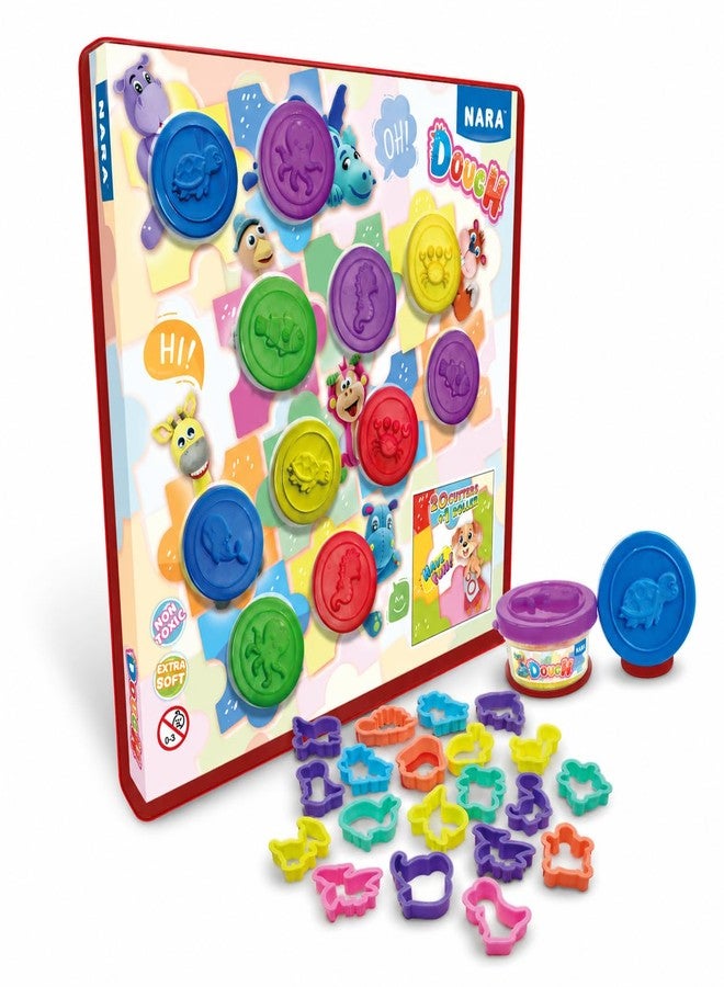 NARA Clay Dough Set for Kids with 11 Animal Shape Cutters, 50gms Each, Vibrant, Non-Toxic, Extra Soft Modeling Dough, Toys for Kids, Shaping, Sculpting, Creative Play Kit (Multicolor) - Image 1