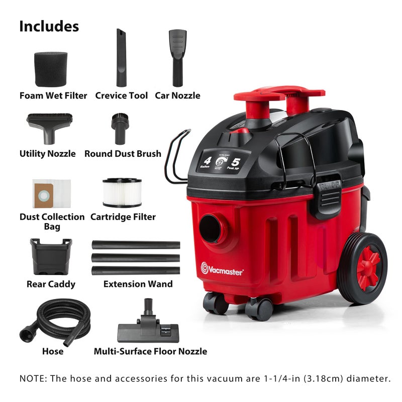 Vacmaster 4-Gallon 5 Peak HP Household Wet/Dry Vacuum - VF408B 1101 - Image 2