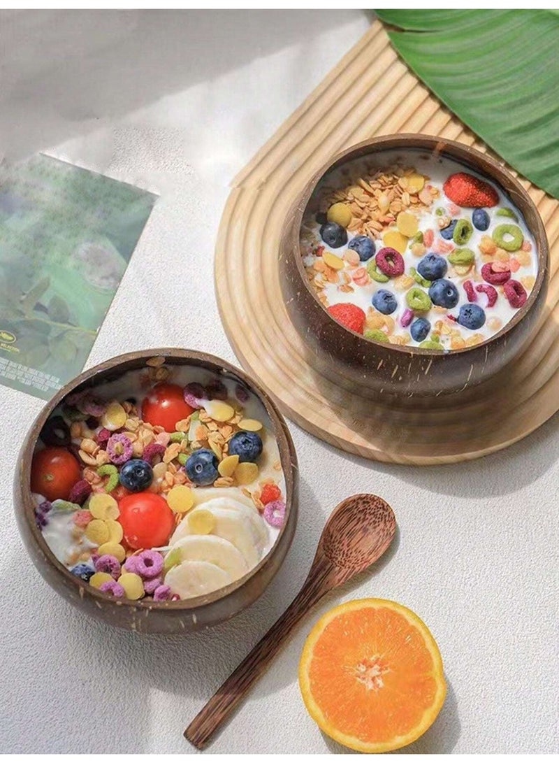 1 صحن جوز الهند الصديقة للبيئة أدوات المائدة الخشبية -- النباتات الطبيعية تحت عنوان يدويا السلطانيات الخشبية المصنوعة من سلطة والحلويات -- الخيار المثالي لتناول الطعام المنزلي المستدام ( المواد : الخشب ؛ الموضوع : النباتات ، واستخدام الكهرباء مجانا ) - Image 2