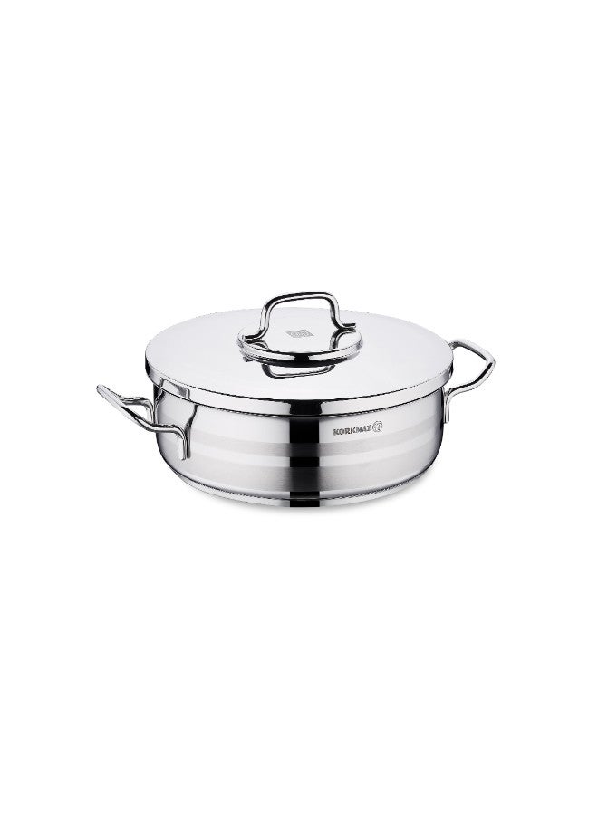 Korkmaz Astra 2 Stainless Steel Low Pot, 24 cm
