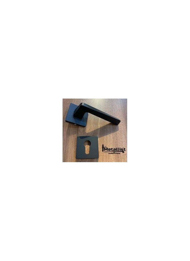 High quality 2 piece door handle set gives your door an elegant look (Rosetta cylinder room door handle black)  - Image 2