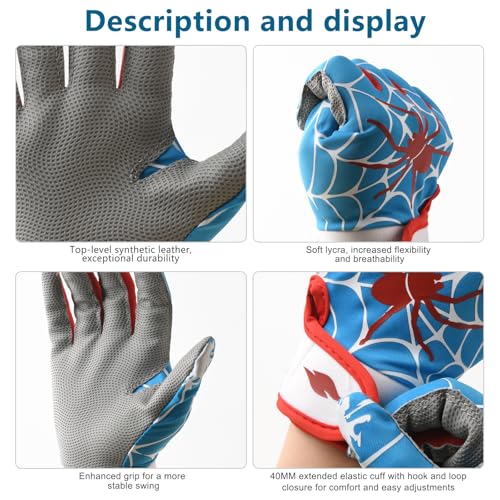 RSPGO Youth Baseball & Softball Batting Gloves for Kids with Super Grip Fit, Spider Blue XS/S - Image 3