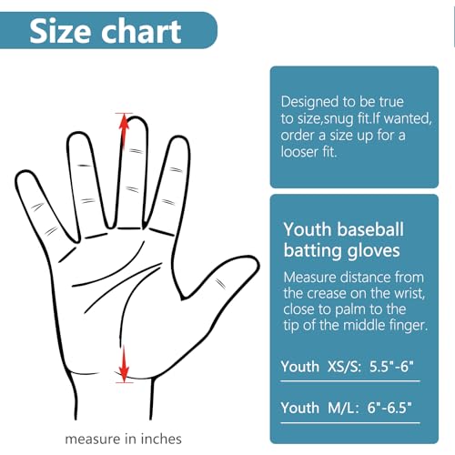 RSPGO Youth Baseball & Softball Batting Gloves for Kids with Super Grip Fit, Spider Blue XS/S - Image 4