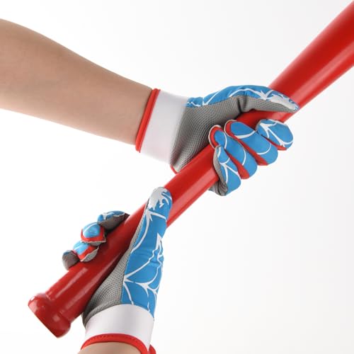RSPGO Youth Baseball & Softball Batting Gloves for Kids with Super Grip Fit, Spider Blue XS/S - Image 2