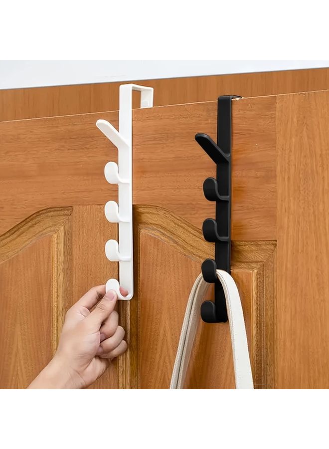 قطعتان من علاقة الشماعات السوداء المعلقة على الباب، منظف التخزين الموفّر للمساحة مع خطاطيف - Image 2