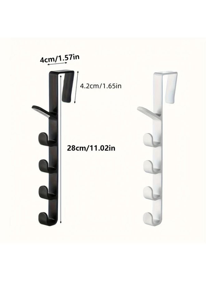 قطعتان من علاقة الشماعات السوداء المعلقة على الباب، منظف التخزين الموفّر للمساحة مع خطاطيف - Image 4