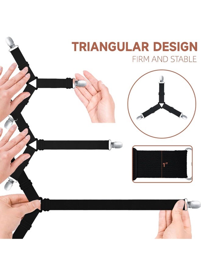 Bed Sheet Straps, Upgrade Fitted Bed Sheet Holders for Corners, Non Slip Sheet Clips Black 8Pcs - Image 2
