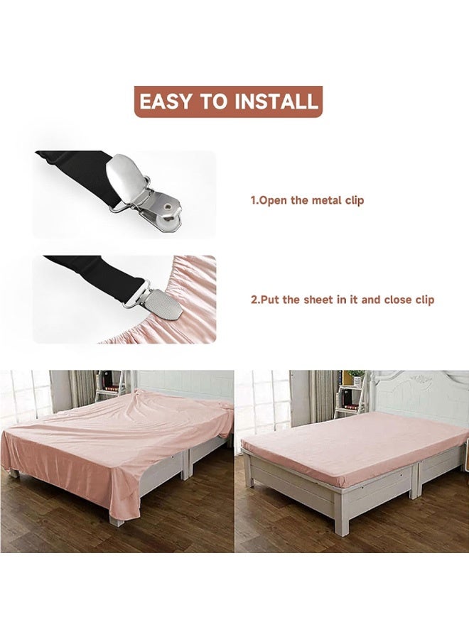 Bed Sheet Straps, Upgrade Fitted Bed Sheet Holders for Corners, Non Slip Sheet Clips Black 8Pcs - Image 4