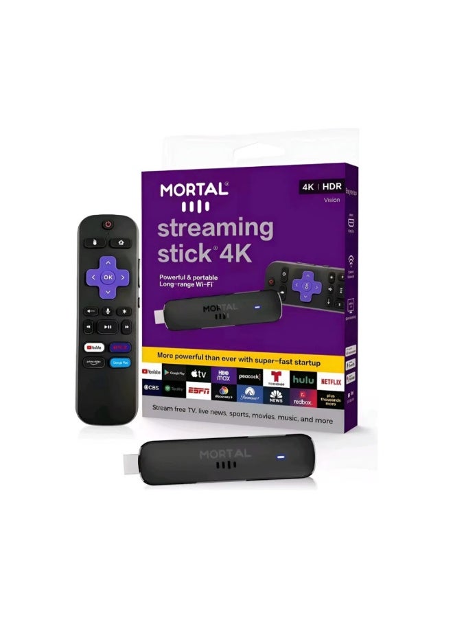 Dreamzon Mortal 4K Streaming Stick | Smart TV Media Player with Voice Remote, HDR Support, High-Speed Wi-Fi, Easy Setup & Ultra HD Entertainment - Image 1
