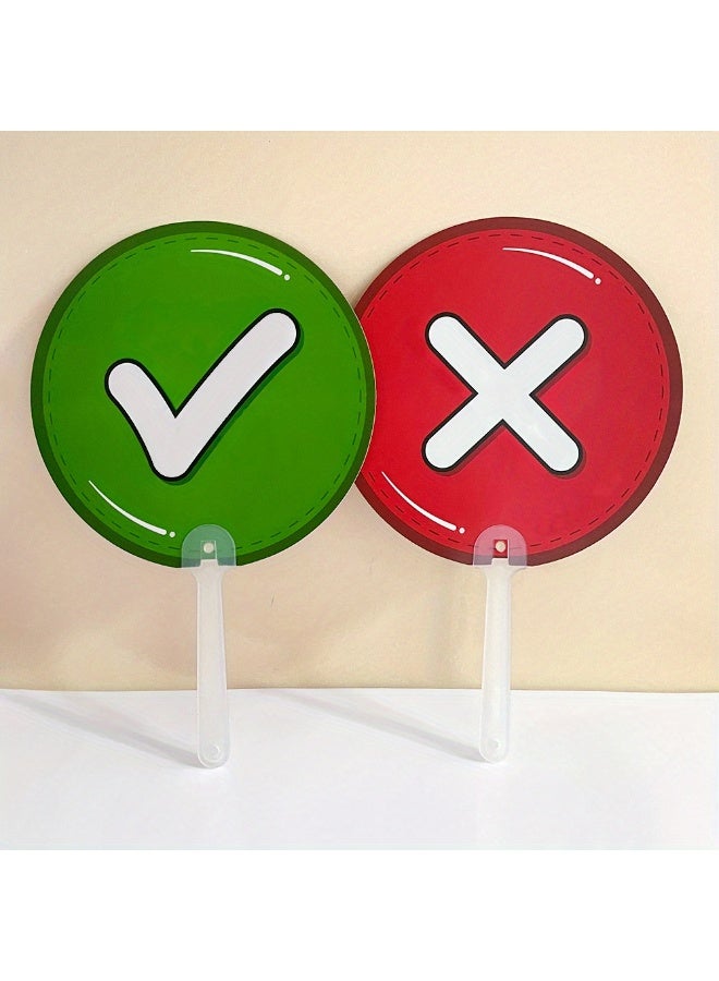 5pcs Double-Sided Classroom Voting Paddles - Green/Red True/False YES/NO Educational Paddles With, for Teacher, Student, Auctions, Quizzes, Polls - Durable PP Material, Classroom, Office, Homeschool Learning Supplies, Classroom Decorations for Teachers, Educational Tools, Simple Design, Sturdy Construction, Teacher Supplies, Easytouse Design, Lightweight Paddles, Quiz Accessories, Homeschool Parents - Image 1