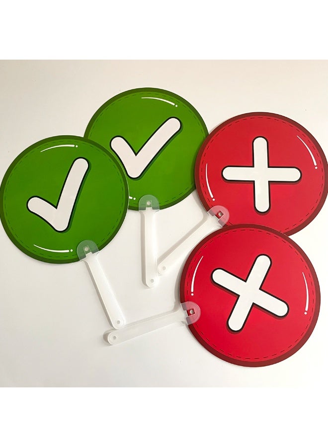 5pcs Double-Sided Classroom Voting Paddles - Green/Red True/False YES/NO Educational Paddles With, for Teacher, Student, Auctions, Quizzes, Polls - Durable PP Material, Classroom, Office, Homeschool Learning Supplies, Classroom Decorations for Teachers, Educational Tools, Simple Design, Sturdy Construction, Teacher Supplies, Easytouse Design, Lightweight Paddles, Quiz Accessories, Homeschool Parents - Image 3