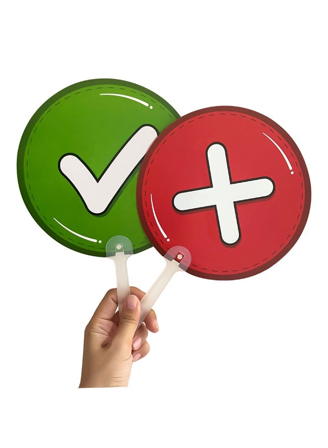 5pcs Double-Sided Classroom Voting Paddles - Green/Red True/False YES/NO Educational Paddles With, for Teacher, Student, Auctions, Quizzes, Polls - Durable PP Material, Classroom, Office, Homeschool Learning Supplies, Classroom Decorations for Teachers, Educational Tools, Simple Design, Sturdy Construction, Teacher Supplies, Easytouse Design, Lightweight Paddles, Quiz Accessories, Homeschool Parents - Image 4