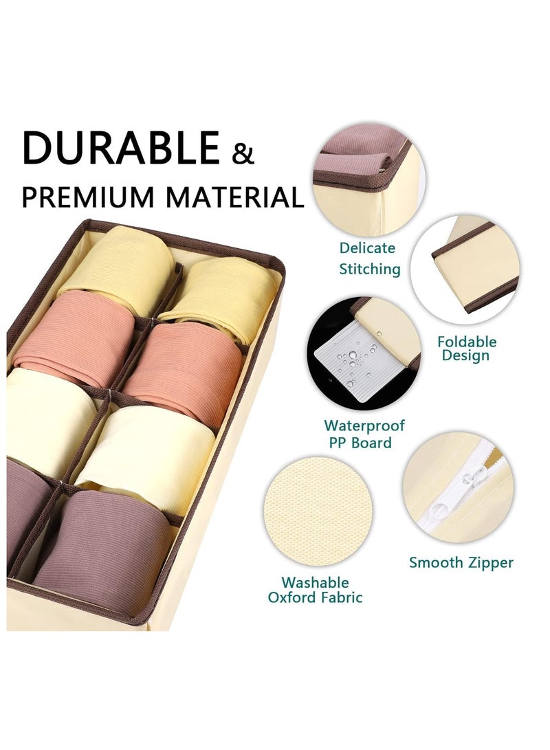 ديكور هيلز منظم أدراج الملابس الداخلية، منظم خزانة الملابس الداخلية، 4 قطع منظمات أدراج قابلة للطي للملابس والجوارب والملابس الداخلية والربطات (بيج) - Image 4