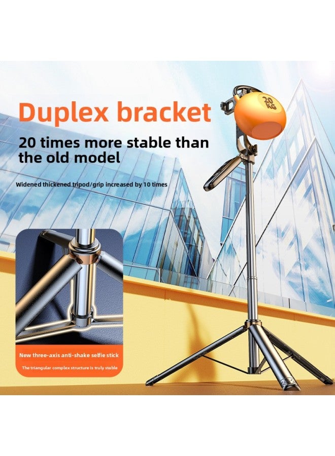 Loquat Anti-shake Mobile Phone Selfie Stick Bluetooth Remote Control Handheld Pan-tilt Camera Artifact Live Broadcast Bracket Stabilizer Tripod-Color:Elegant White Bluetooth 1.6m + 10inch Fill Light  - Image 3