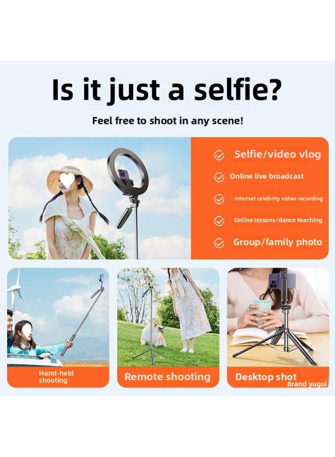 Loquat Anti-shake Mobile Phone Selfie Stick Bluetooth Remote Control Handheld Pan-tilt Camera Artifact Live Broadcast Bracket Stabilizer Tripod-Color:Elegant White Bluetooth 1.6m + 10inch Fill Light  - Image 4