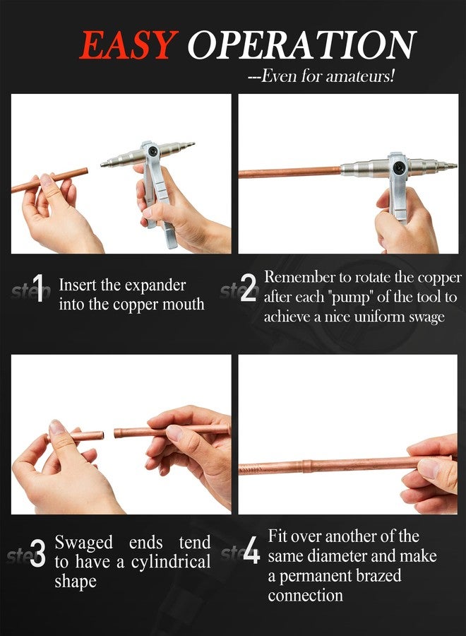 Wisscool Swaging Tool Pipe Tube Expander Hand Expanding Tool Refrigeration Tube Expander for Copper 1/4in-7/8in - Image 5