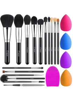 Bestope Makeup Brushes 16Pcs Makeup Brushes Set With 4Pcs Beauty Blender Sponge And 1 Brush Cleaner Premium Synthetic Foundation Brushes Blending Face Powder Eye Shadows Make 20 Piece Set (Pack Of 1)