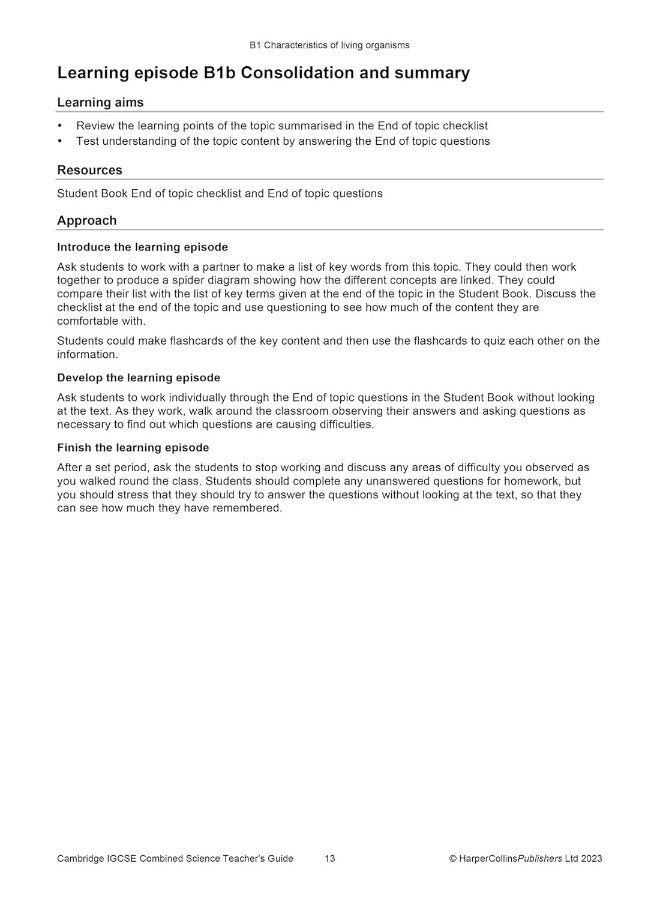 Collins Cambridge IGCSE™ Combined Science Teacher Guide