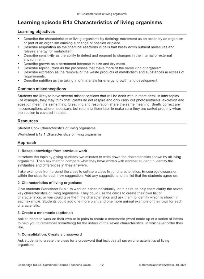 Collins Cambridge IGCSE™ Combined Science Teacher Guide