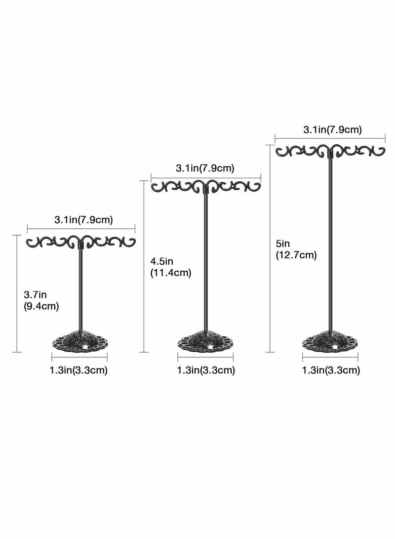 Excefore حامل أقراط على شكل حرف T، 3 أحجام مختلفة من حاملات الأقراط على شكل حرف T للعرض، دعامات تصويرية معدنية سوداء للمجوهرات الصغيرة على الإنترنت لعرضها في المتاجر للبيع بالتجزئة - Image 2