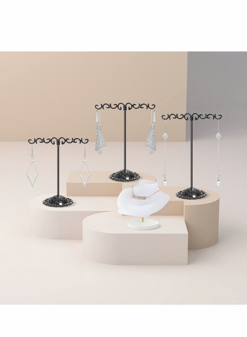 Excefore حامل أقراط على شكل حرف T، 3 أحجام مختلفة من حاملات الأقراط على شكل حرف T للعرض، دعامات تصويرية معدنية سوداء للمجوهرات الصغيرة على الإنترنت لعرضها في المتاجر للبيع بالتجزئة - Image 3