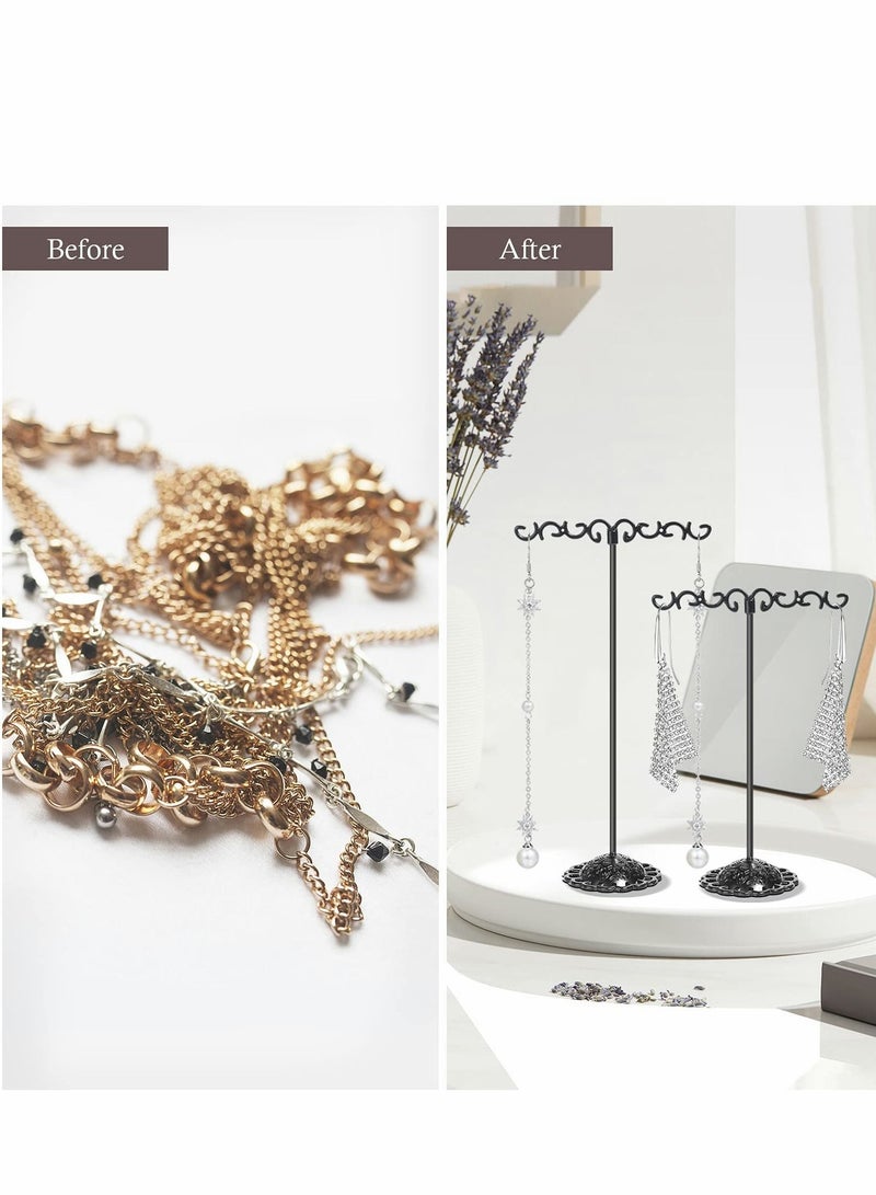 Excefore حامل أقراط على شكل حرف T، 3 أحجام مختلفة من حاملات الأقراط على شكل حرف T للعرض، دعامات تصويرية معدنية سوداء للمجوهرات الصغيرة على الإنترنت لعرضها في المتاجر للبيع بالتجزئة - Image 5