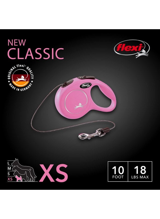فلكسي مقود FLEXI New Classic القابل للسحب للكلاب الصغيرة التي يصل وزنها إلى 18 رطلاً - 10 أقدام، وردي | مقود مشي للحيوانات الأليفة خالٍ من التشابك مع فرامل بيد واحدة وإيقاف مؤقت وقفل | منتج بجودة ألمانية - Image 2