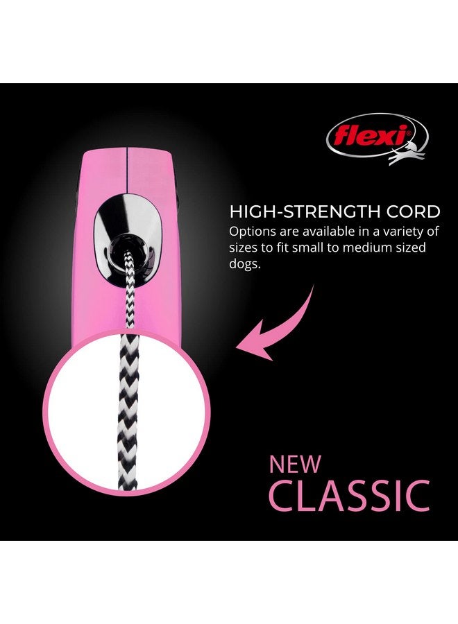 فلكسي مقود FLEXI New Classic القابل للسحب للكلاب الصغيرة التي يصل وزنها إلى 18 رطلاً - 10 أقدام، وردي | مقود مشي للحيوانات الأليفة خالٍ من التشابك مع فرامل بيد واحدة وإيقاف مؤقت وقفل | منتج بجودة ألمانية - Image 3