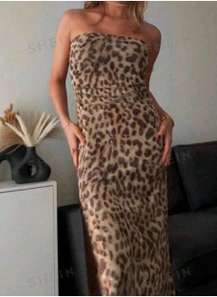 Shein SHEIN Raffinéa Women's Leopard Print Backless Spaghetti Strap Sleeveless Dress  - Image 1