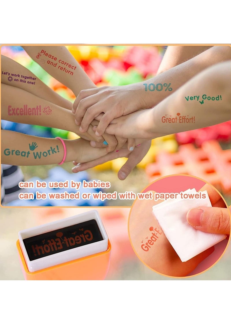 FengSVMA Self-Inking Teacher Stamp Set Mess-Free Motivation Teacher Grading Stamp Set Teachers Review Homework Feedback Stamps for Classroom Grading Encouragement Motivation Recognition 8 Pcs - Image 5