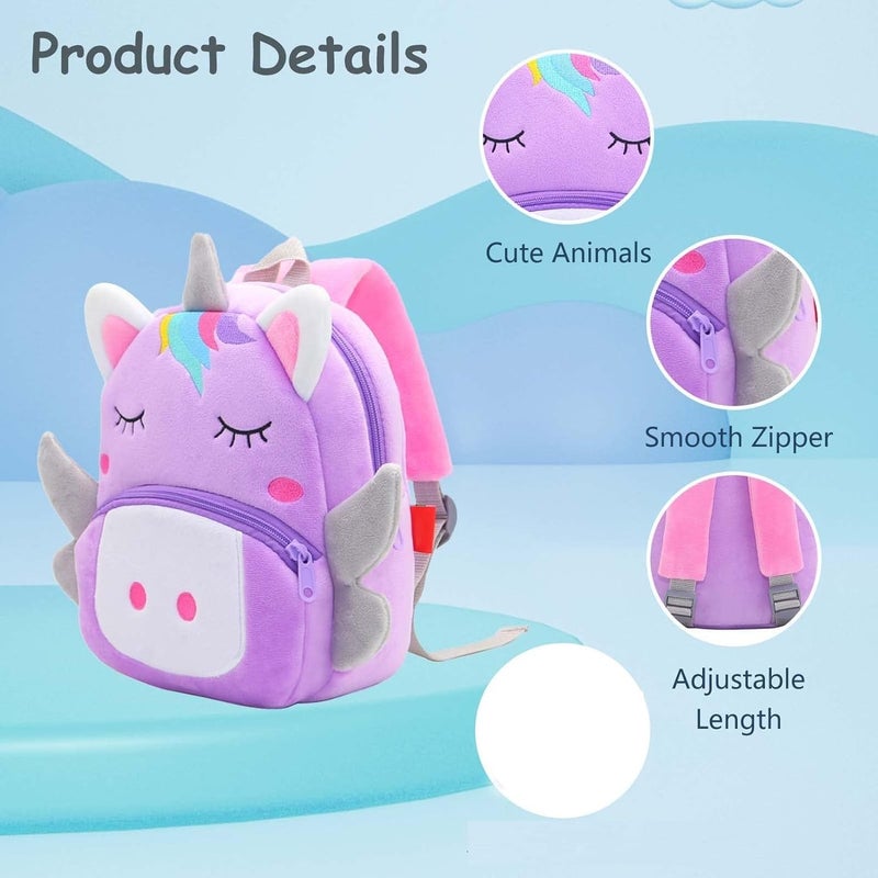 Frantic حقيبة مدرسية للأطفال من المخمل، حقيبة ظهر ناعمة، حقيبة سفر صغيرة للبنات، حقيبة سفر للأطفال والبنين، حقائب نزهة للأطفال (2-5 سنوات) - Image 5