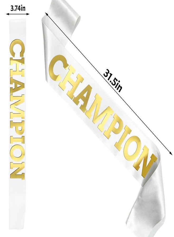 GDTO8820 CHAMPION Satin Sash Party Accessory, White And Gold Winner Satin Sashes Celebrate In Style At Parties, Contests, Sporting Events And Competitions, 1st Place Award Sash Grand Prize Ribbon Winner Victory Ribbon Deluxe Recognition Ribbons for Classroom, White - Image 2
