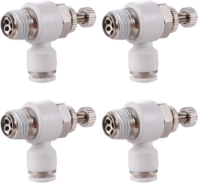 Garneck 4pcs 6mm Pneumatic Flow-limiting Control Valve Set, One-way Air Control Valve Throttle Function for Industrial Equipment - Image 1