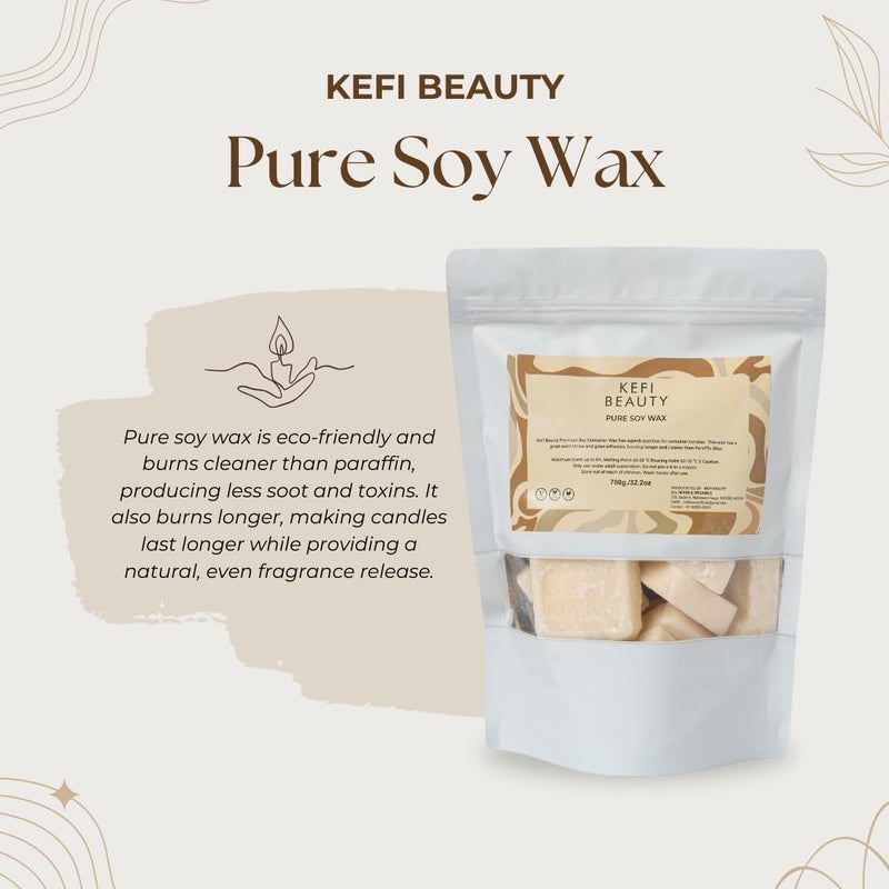 KEFI Beauty Soy Wax for Candle Making SOYA Wax 100 Pure and Natural Candle Wax Smooth Clean Burn for All Types Candle Making and Craft 750 Gram White - Image 3