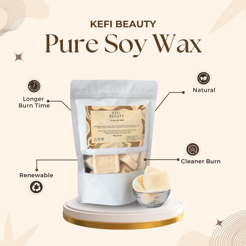 KEFI Beauty Soy Wax for Candle Making SOYA Wax 100 Pure and Natural Candle Wax Smooth Clean Burn for All Types Candle Making and Craft 750 Gram White - Image 2