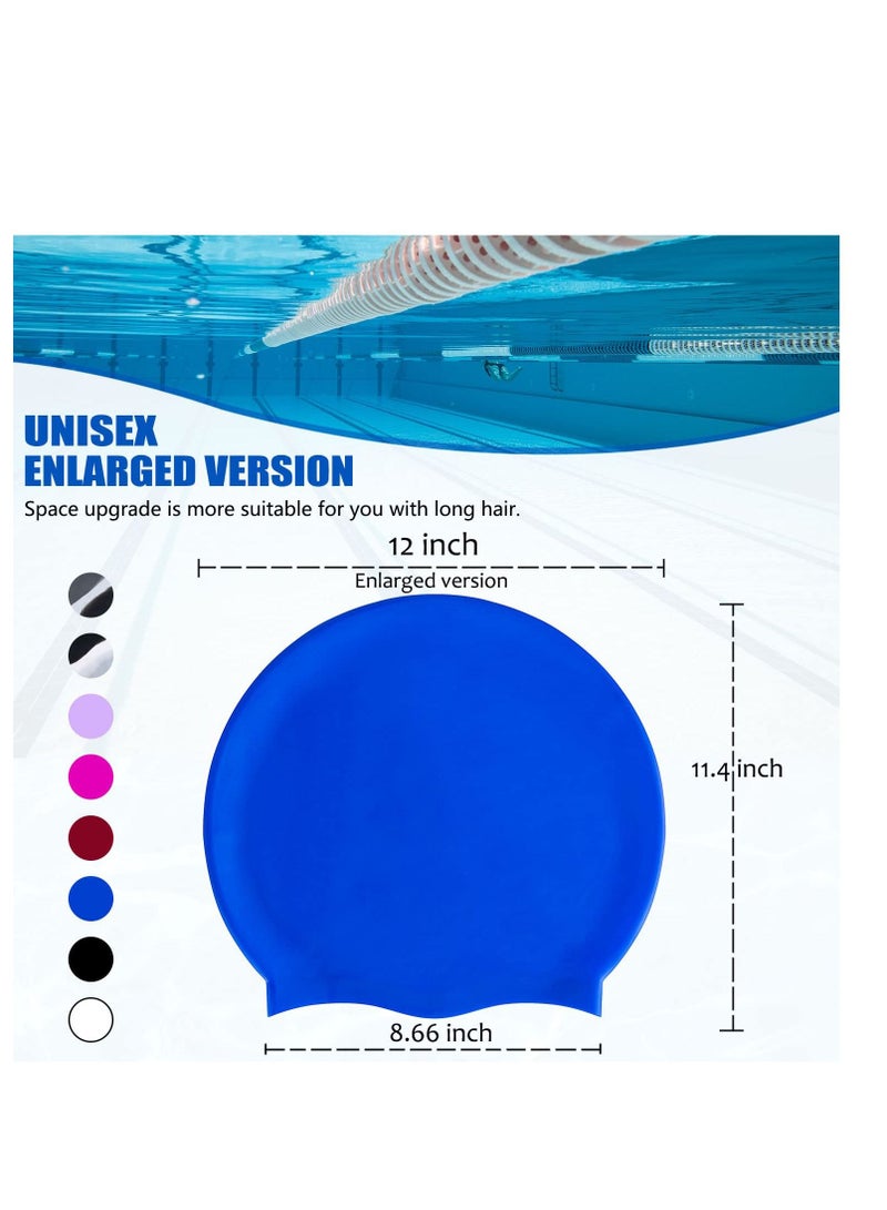 SYOSI Silicone Swim Cap for Women Men Extra Large Special Design Swimming Cap Waterproof Bathing Cap Swim Hat for Very Long Hair Braids Thick Curly Hair Keep Your Hair Dry - Image 3