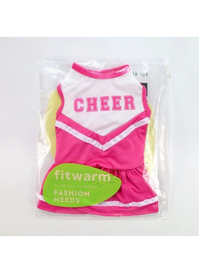 Fitwarm - Cheerleader Dog Costume, Sporty Cheer Dog Dress for Small Dogs Girl, Pet Clothes Cat Outfits, Pink White, Small - Image 1