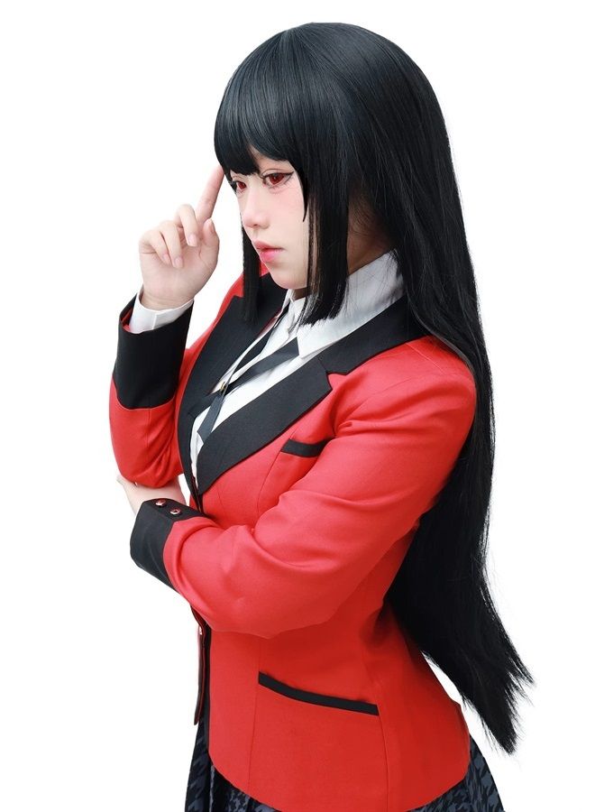 C-ZOFEK Jabami Yumeko Cosplay Wig Women 80cm Long Straight Hair Great Gift (Black) - Image 5
