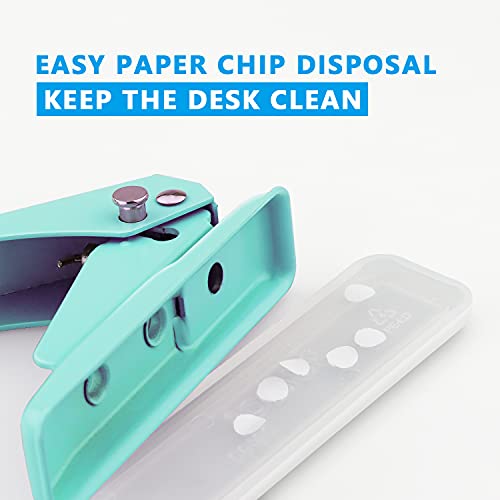 Hutou Single Hole Puncher Handheld 1/4 Inches Hole Punch, 20 Sheet Paper Punch Capacity Metal Hole Puncher with Skid-Resistant Base for Paper, Chipboard, Art Project, Green - Image 5