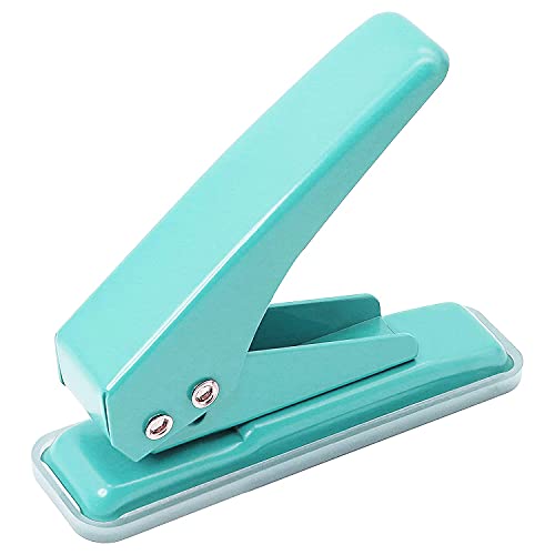 Hutou Single Hole Puncher Handheld 1/4 Inches Hole Punch, 20 Sheet Paper Punch Capacity Metal Hole Puncher with Skid-Resistant Base for Paper, Chipboard, Art Project, Green - Image 1