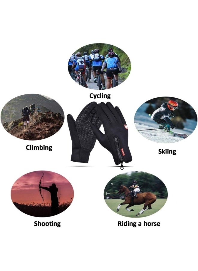 Soft and Warm Fleece Lined Winter Touchscreen Gloves for Running Cycling in Black