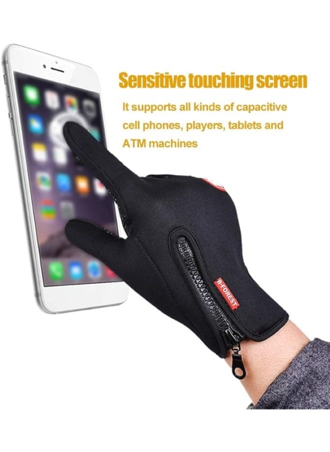 Soft and Warm Fleece Lined Winter Touchscreen Gloves for Running Cycling in Black
