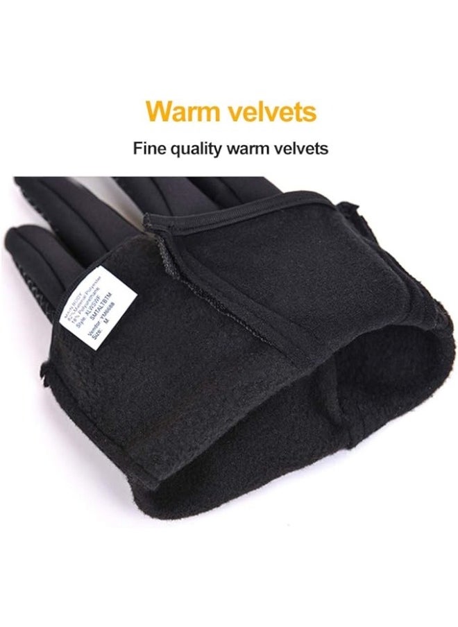 Soft and Warm Fleece Lined Winter Touchscreen Gloves for Running Cycling in Black