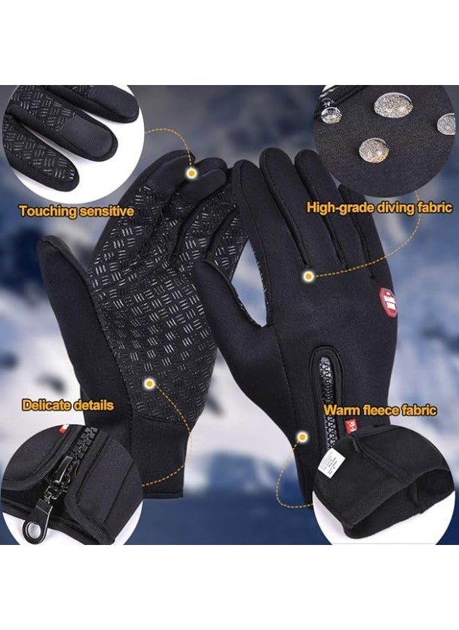 Soft and Warm Fleece Lined Winter Touchscreen Gloves for Running Cycling in Black