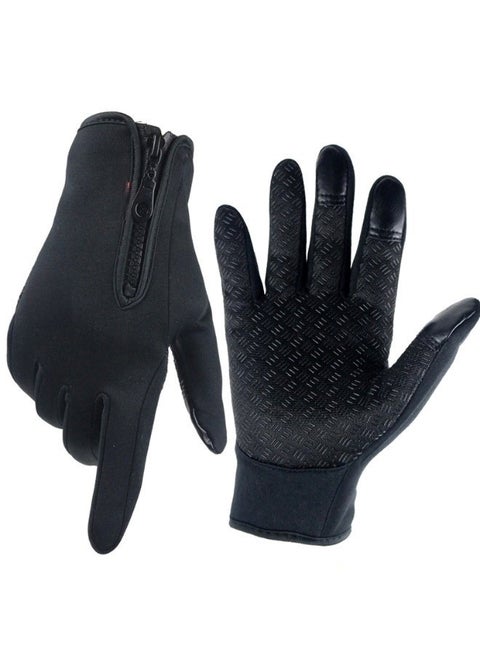 Soft and Warm Fleece Lined Winter Touchscreen Gloves for Running Cycling in Black